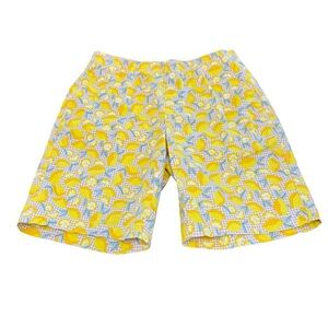 Lands End size 10 mid rise  Yellow Lemon Print Shorts summer vacation ready